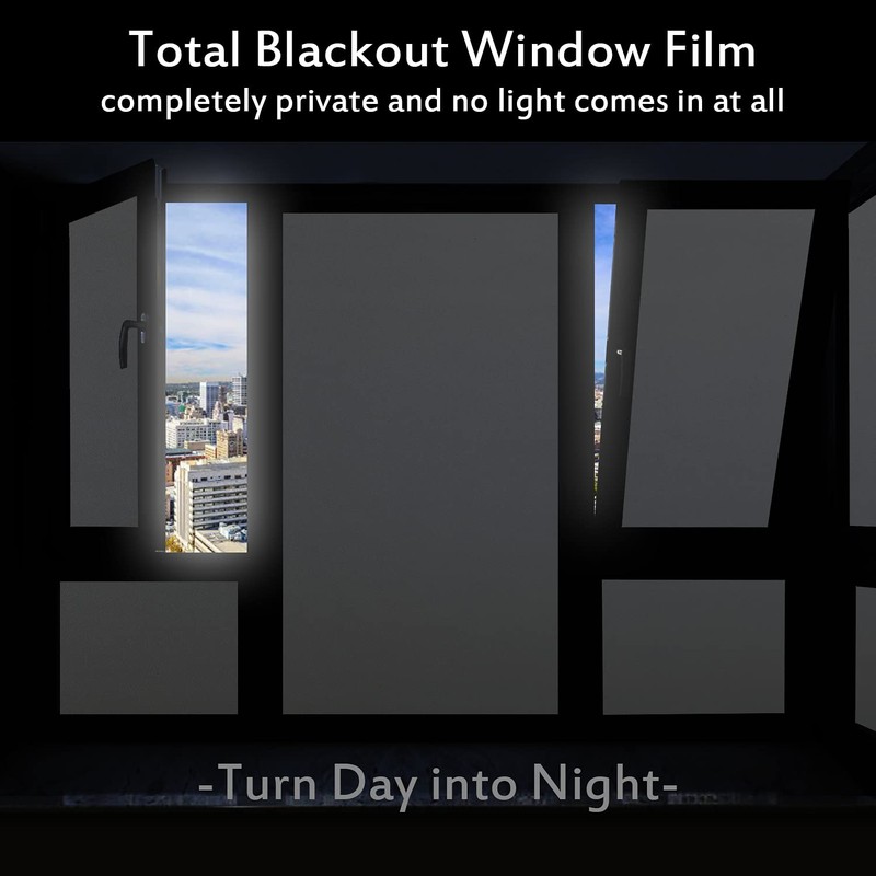 Blackout Window Films, White Sides 100% Light Blocking Window Cover