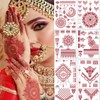 mdgfge Brown Red Henna Tattoo Kit, Lace Fake Tattoos Temporary Stickers Waterproof Tattoo Stickers for Women Wedding Festival Party Body Art Decoration (8 Sheets)