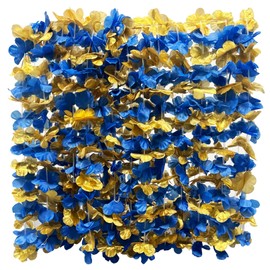 Leis for Luau Party, 24Pack Hawaiian Leis for Graduation Bulk Single Color, Birthday Beach Party Favors Gold Purple White Blue Red Flower Accessories Ceremonies Women Men (24Pack Blue & Gold Leis)