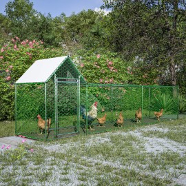 16x3FT Metal Chicken Coop Run Backyard Hen House Poultry Habitat Cage w/Cover