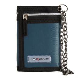 Woodland Leathers Sports Wallets for Boys, Trifold Men Canvas Wallet with Coin Pocket and Credit Card Holder, Waterproof Teenagers Folder Wallet with Chain, Hook or Classic (with Chain, Black)