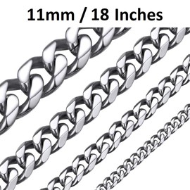 Cadoline 316L Stainless Steel Men's Jewellery 15mm Curb 14 Inch Silver Chain Necklace