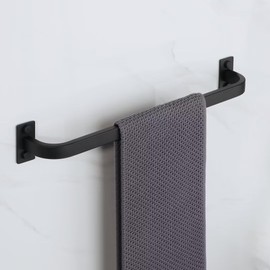 Mooche Towel Bar for Bathroom, 16 inch Towel Rack Wall Mounted, Heavy Duty Hand Towel Holder Organizer Single Towel Rod Stainless Steel, Matte Black Finished