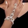 Long tiantian Rhinestone Bracelet for Women Silver Hand Chain Prom
