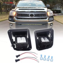 DYSO Fit 14-21 Toyota Tundra LED Fog Light Pods Front Bumper Mount+Plug&Pla