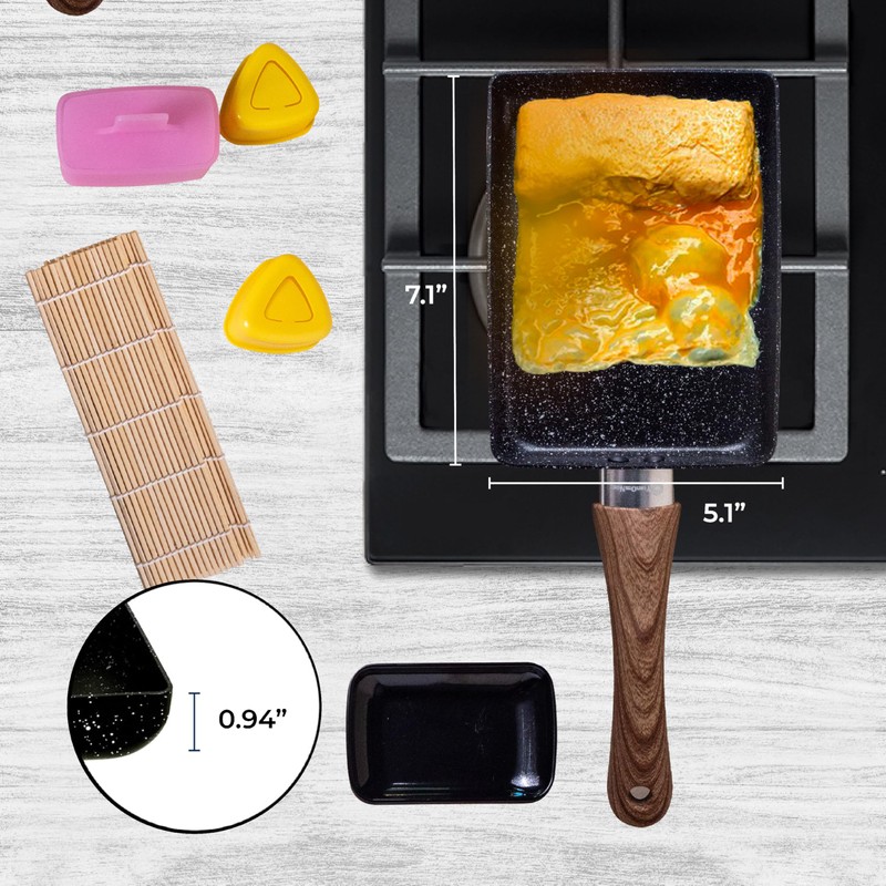 Tamagoyaki Pan with Lid, Japanese Cookware, Egg Pan, Rectangle Frying