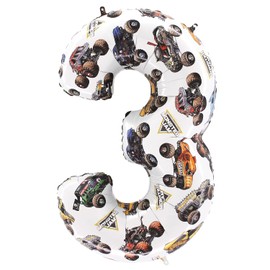 Toyland® 26" (66cm) Monster Jam™ Number 3 Foil Balloon - Large Monster Truck Birthday Balloon - Party Decoration, Air or Helium, Self Sealing