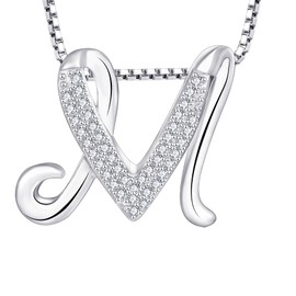 Starchenie Initial Necklace for Women 925 Sterling Silver Letter M Pendant 26 Alphabet Jewelry