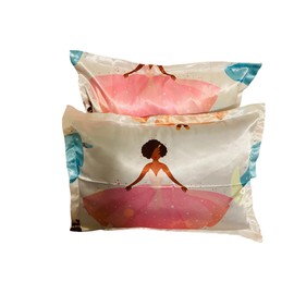 Beddings Place Satin Pillow Case to retain Hair Moisture (Ballerina - Set of 2 Toddler Size Pillow case 13 x 18 inches)