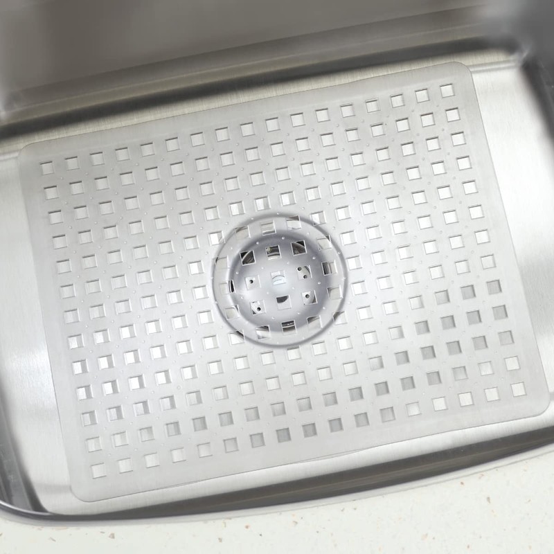 IDesign Plastic Kitchen Sink Protector Grid for Kitchen, Bathroom, Basement,