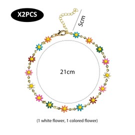 NXPWRC 2 Small Daisy Anklets, Floral Anklets for Women, Bohemian Style Anklets, Adjustable Anklets, Foot Jewelry