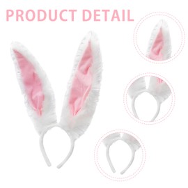 Matreeglam Rabbit Ears Headband Set Adults Children Plush Headbands Rabbit Ears Hair Bands for Women Girls Easter Carnival Cosplay (White)