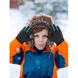 SATINIOR 2 Pares de Guantes Impermeables para niños Guantes Nieve cálidos de Invierno para niños y niñas Mitones esquí a Prueba Viento(Azul, Rosa Rojo, 3-5 años)