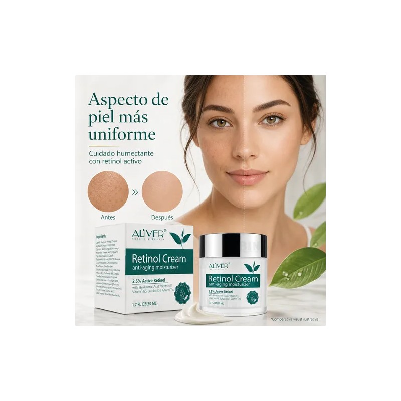 Crema Facial Retinol 2.5% Aliver Hidrata Rejuvenece 50ml