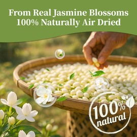 3.52oz/100g Dried Jasmine Flower, 100% Natural Edible Flowers, Dried Jasmine Flower Buds, Loose Leaf Herbal Tea, Non-GMO, Caffeine-Free, For Desserts, Cocktails, Drinks, Floral Tea