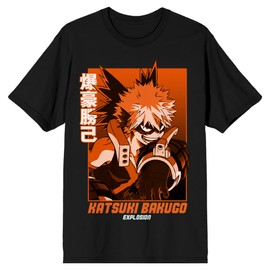 Bioworld My Hero Academia Katsuki Bakugo Explosion Men's Black T-Shirt-XXL