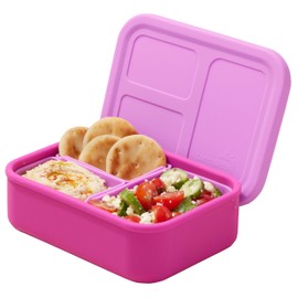 LunchBots Build -a- Bento, Platinum Food Grade Silicone Bento Box, Leak Proof, BPA Free, Oven & Dishwasher safe 28 oz Capacity - Pink