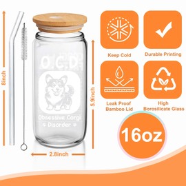 RVEAFA Cute Iced Coffee Cup with Corgis Nutrition Facts Corgi Gifts for Women Corgis Themed Birthday Gifts for Dog Lovers Gift for Dogs Mom, Dogs Dad Gift for Corgi Owners