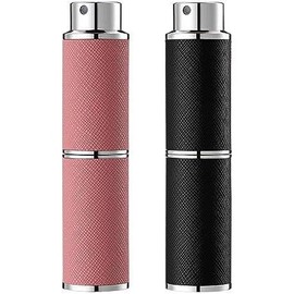 8ML Perfume Atomizer, Empty Leather Cologne Spray Bottle, Mini Perfume Sprayer Dispenser for Travel (1PCS, White) - Color: Black, Pink
