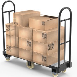 YITAMOTOR Heavy Duty Narrow Aisle U-Boat Platform Truck Dolly, 60.2 x 15.7 x 60.6 Inch U-Boat Cart with Thick Steel Deck 2000 Lb. Capacity with 6 Casters(4 Swivel Wheels with Brake)