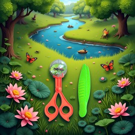 Galyacht 2Pcs Orange and Green Bug Insect Catcher Scissors Tongs Tweezers Clamp Cleaning Tool Nature Exploration Toys