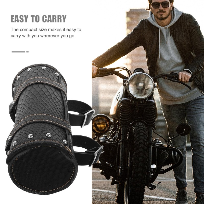 Holibanna Motorcycle Handlebar Bag Saddle Bag, Pu Leather Motorcycle Fork