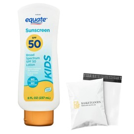 Equate sunscreen spf 50 for Kids- Broad Spectrum, 8 fl oz (Pack of 1), Set By Basket Goods