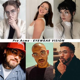 Pro Acme Large Retro Round Metal Frame Clear Lens Glasses Non-Prescription(Gold+Gold Line Frame/Clear Lens 2pcs)