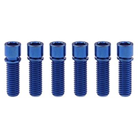 Wanyifa M8 x 20mm Titanium Ti Bolt with Washer for BMX Bicycle Stem Pack of 6 (Blue)