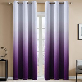 Yakamok Room Darkening Gradient Blackout Curtains Thickening Polyester Purple Ombre Thermal Insulated Grommet Window Drapes for Living Room/Bedroom (Purple, 2 Panels, 42x84 Inch)