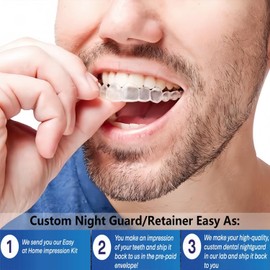 Custom Night Guard, Custom Mouth Teeth Guards Against Teeth Grinding/Clenching Dental Retainer for TMJ Relief and Bruxism (One Upper Guard)