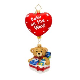 Christopher Radko Hand-Crafted European Glass Christmas Tree Decorative Ornament, Baby on Board Bundle