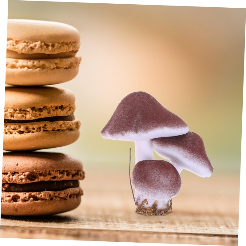 ORFOFE Unique 3-Headed Mushrooms 6pcs Foam Mushroom Figurines Natural Garden