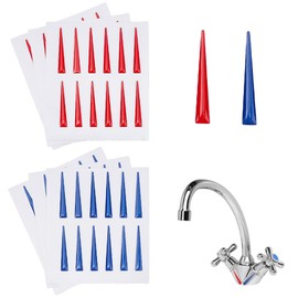 PH PandaHall 72 Faucet Stickers Hot and Cold Indicator Stickers Blue and Red Epoxy Resin Public Signs Waterproof Self-Adhesive Faucet Labels for Bathroom Kitchen Hotel School Restaurant