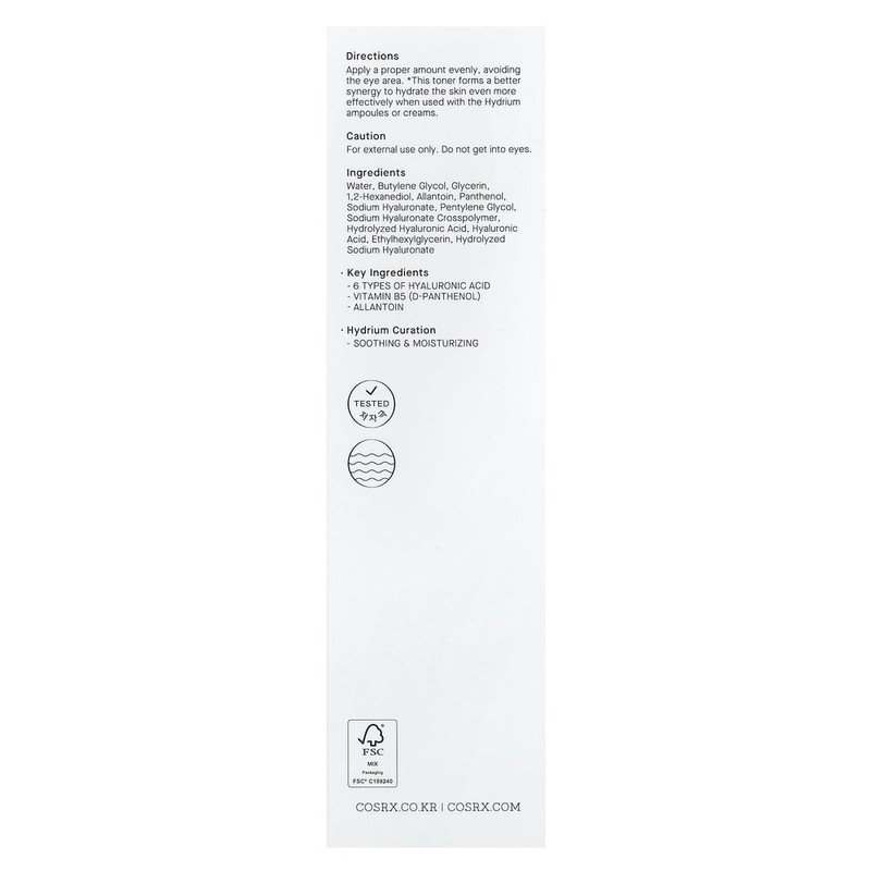 CosRx (코스알엑스) 하이드리움 워터리 토너 150ml(5.07fl oz) CosRx Hydrium Watery