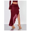 Verdusa Women's Asymmetrical High Slit Mesh Long Skirts Ruffle Hem