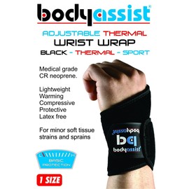 BodyAssist Adjustable Thermal Wrist Wrap Black (One Size)