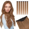 Elailite Real Hair Extensions Clip In Human Hair Remy Brown
