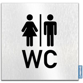 Türschilder24 Aluminium Dibond Door Sign 120 x 120 x 3 mm Toilet Pikto Toiletten 100% Made in Germany (Toilet + Pictogram)