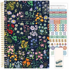 bloom daily planners 2025 Calendar Year Day Planner (January 2025 - December 2025) - 5.5” x 8.25” - Weekly/Monthly Agenda Organizer Book with Stickers & Bookmark - Garden Party, Navy