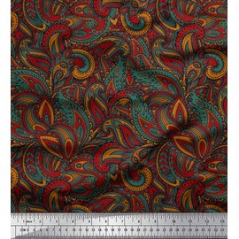 Soimoi Rayon Fabric Artistic Paisley Print Fabric by The metre 56 Inch Wide