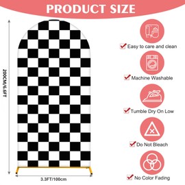 Arch Backdrop Covers Racing Checker Texture Black and White Chiara Arch Backdrop Cover for Baby Shower Birthday Party (6.6FT)