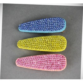 Perfect Hairstyle with Our Hair Accessories - 3 Blue Yellow Pink Crystal Barrettes Alligator Hair Clip Faceted Gems Sparkly Fashionable Hair Accessory Hair Jewelry Accessories for Lady Women