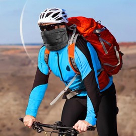 Balakaka Winter Neck Warmer 40 x 22 cm, Winter Thermal Neck Warmer Scarf Ski Mask for Men Women, Multifunctional Windproof Neck Warmer for Outdoor Skiing Cycling, Black and Grey