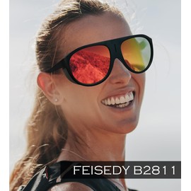 FEISEDY Men Women Aviator Polarized Sunglasses Vintage Oversized Oval Sun Glasses for Adults Eyewear UV400 Protection B2811