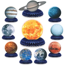 10 Pieces Space Solar System Theme Honeycomb Centerpieces Table Topper Outer Space Party Supplies Planet Honeycomb Galaxy Photo Booth Props for Kids Birthday Party Decorations Baby Shower Supplies