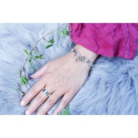 Windalf Rigani Women's Bangle Diameter 5.4 cm Bracelet Elven Mediaval Jewellery 925 Sterling Silver, Fabric, Without Stone