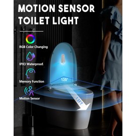 LAVAED Motion Sensor Night Light Indoor,LED Toilet Light Activated RGB Color Changing Rechargeable Funny Potty Training Toilet Light for Toddler Boys Girls Bathroom Decor Perfect Gifts
