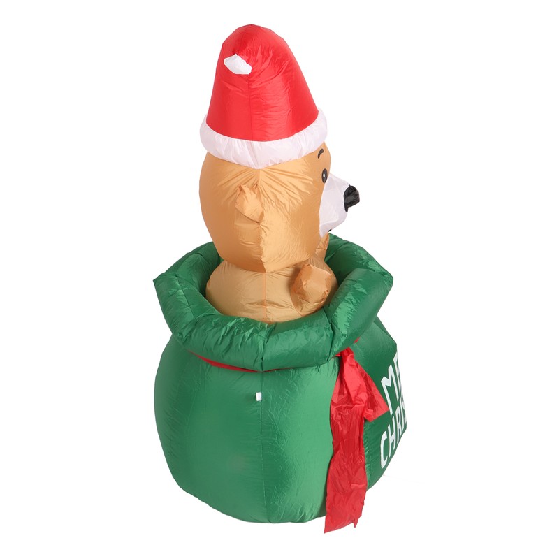 1.5m Christmas Inflatable Lovely Bear in Gift Bag with LED