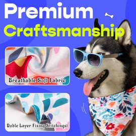 Nausikaa Triangle Dog Bandanas 4 Pack, Ink Flower A - Durable Polyester Fabric, Unique Design - Large